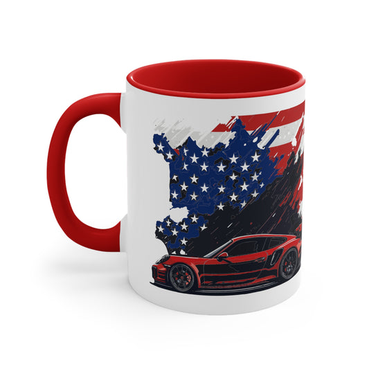 US FLAG Accent Coffee Mug, 11oz